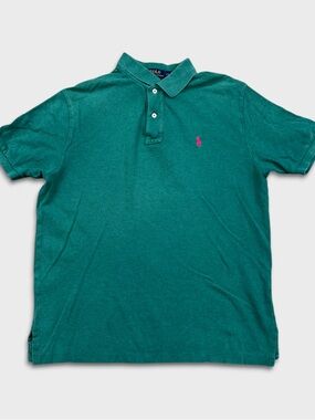 Polo Ralph Lauren Mens Green Short-Sleeve Iconic Mesh Polo Custom Fit Medium